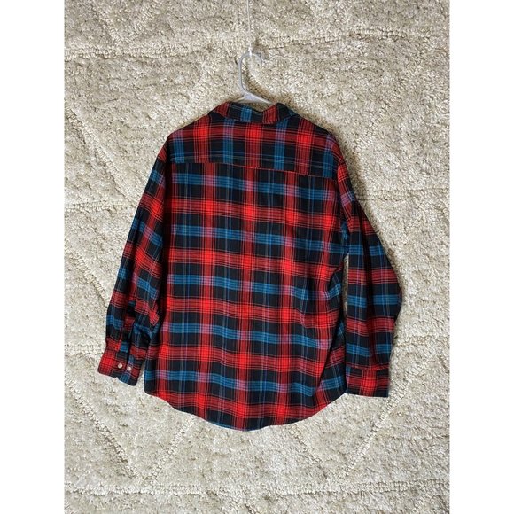 Timber Ridge Mens Flannel Shirt Button Up Red Black Plaid Size Large - Picture 7 of 9